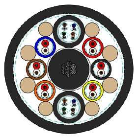 TCSCME14 CAT6 elevator traveling cable with Ethernet, control pairs, and steel core