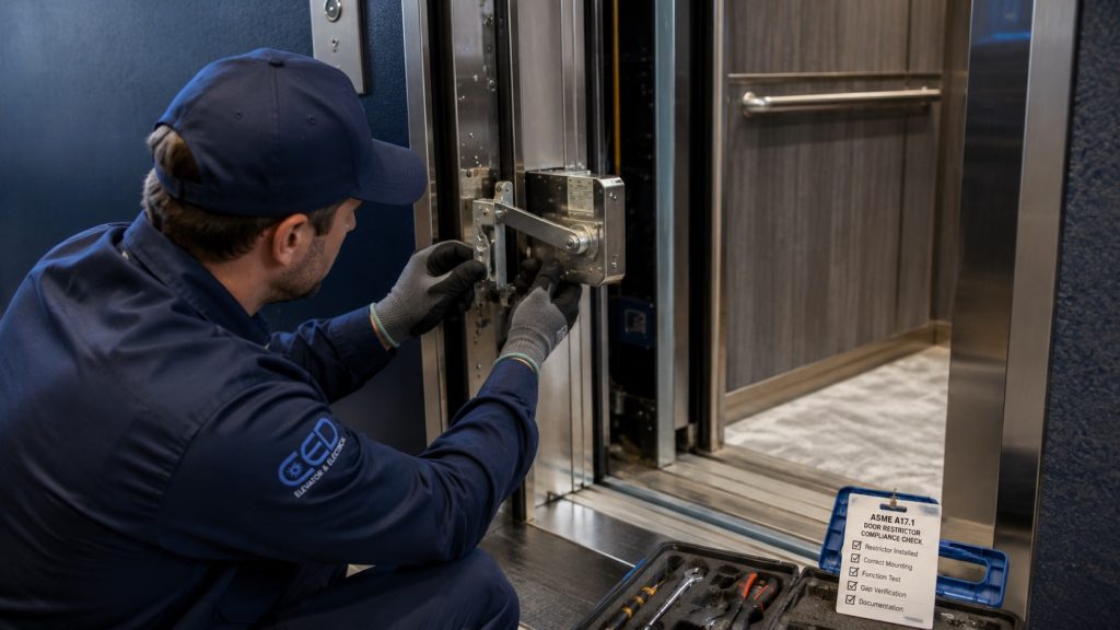 door restrictor compliance