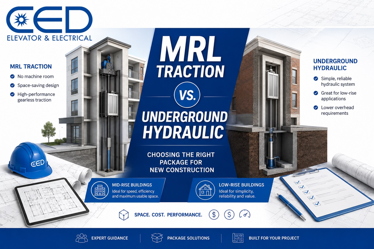MRL Traction vs. Underground Hydraulic: Choosing the Right Package for New Construction