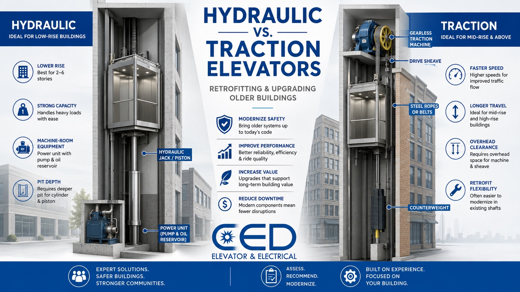 Hydraulic vs. Traction Elevators: Retrofit and Modernization Guide for Older Buildings