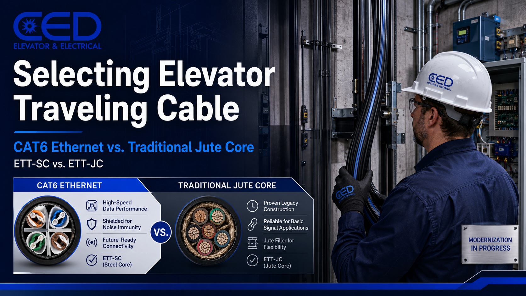 Selecting Elevator Traveling Cable: CAT6 Ethernet vs. Traditional Jute Core (Type ETT-JC vs. ETT-SC)