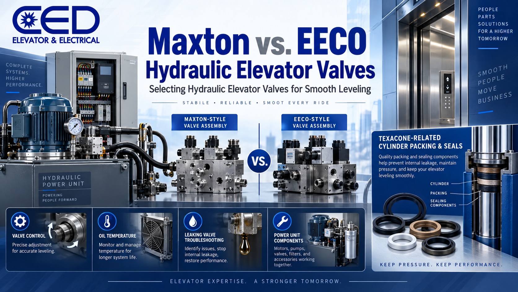 Maxton vs. EECO Hydraulic Elevator Valves: Where Texacone Fits for Smooth Leveling